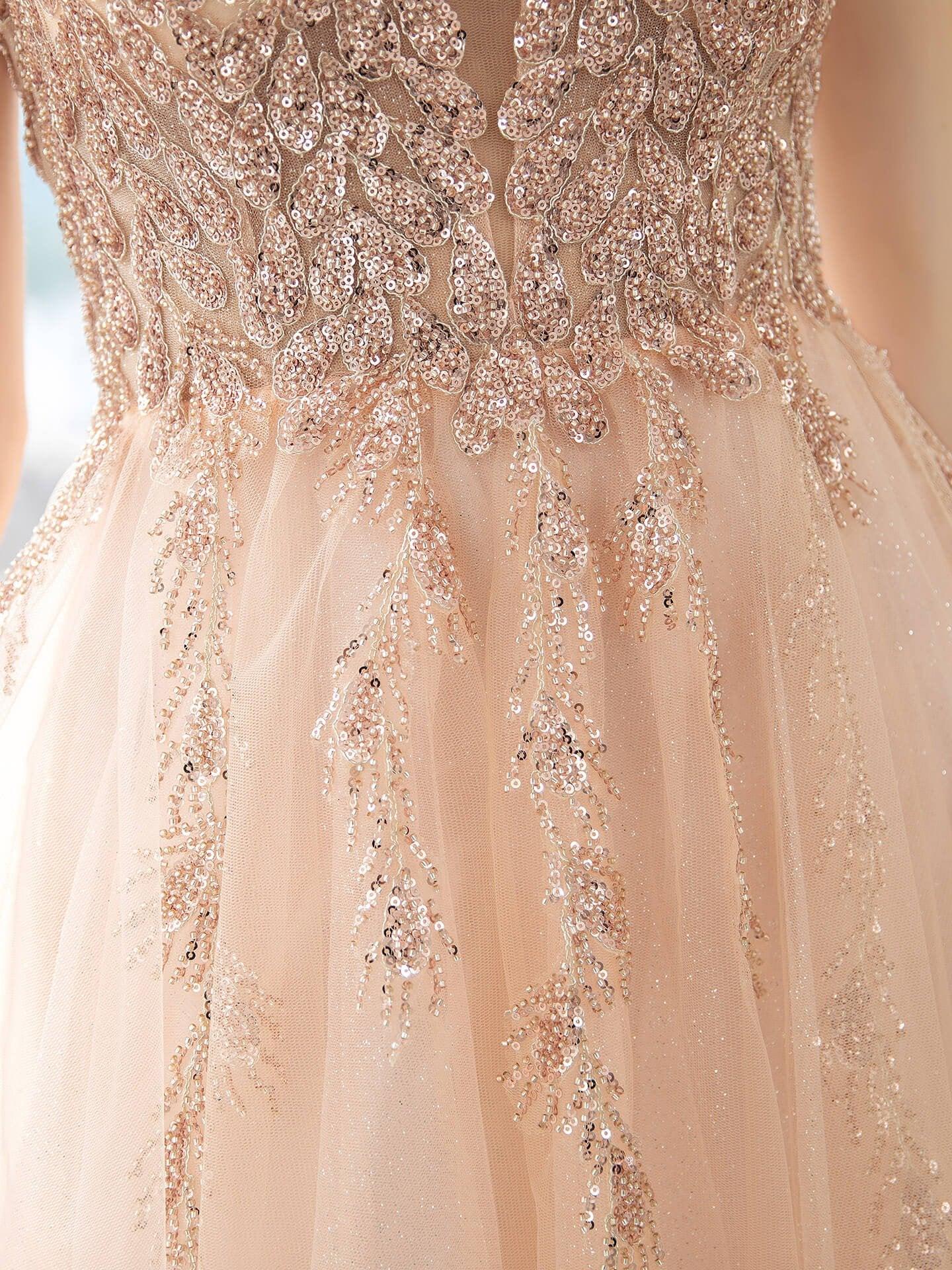 Vestido de fiesta de graduación con corte A y brillantes de hada, tirantes finos, sin mangas, largo hasta el suelo, de tul con pliegues y lentejuelas 
