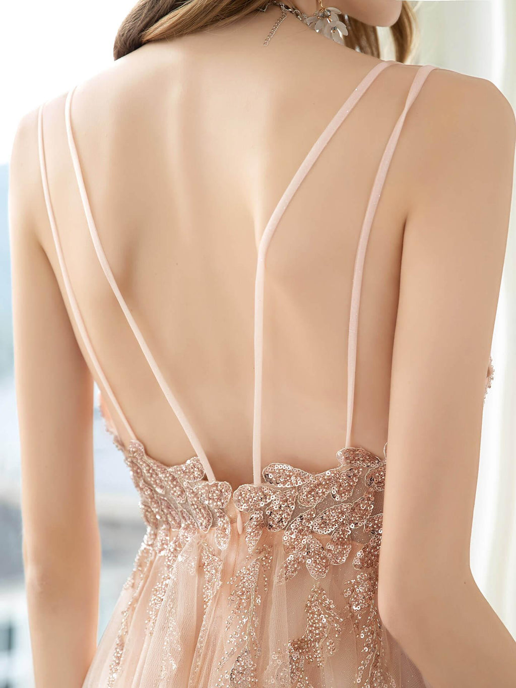 Vestido de fiesta de graduación con corte A y brillantes de hada, tirantes finos, sin mangas, largo hasta el suelo, de tul con pliegues y lentejuelas 