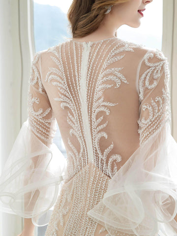 Baoleely Mermaid / Trumpet Luxurious Sexy Engagement Formal Evening Dress Long Sleeves