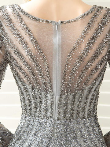 Baoleely Mermaid / Trumpet Luxurious Sexy Formal Evening Dresses Prom Dresses Long Sleeves Bridesmaid Dresses