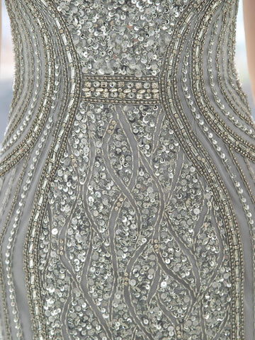 Vestidos de noche formales, sexis y lujosos de sirena/trompeta, estilo hada brillante, con mangas cortas. 