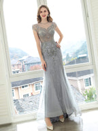 Baoleely Mermaid / Trumpet Luxurious Glittering Fairy Sexy Formal Evening Dresses Short Sleeves