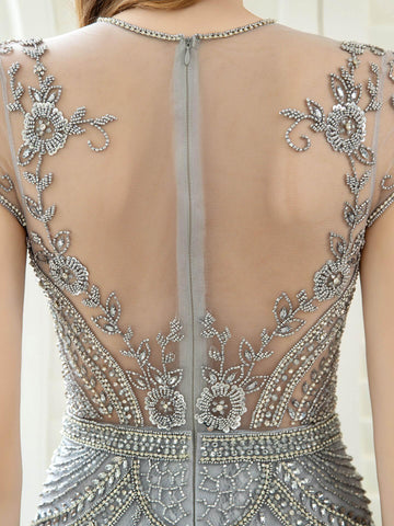 Baoleely Sirena / Trompeta Lujosos Vestidos de Noche Formales de Hada Brillantes y Sexys Manga Corta 