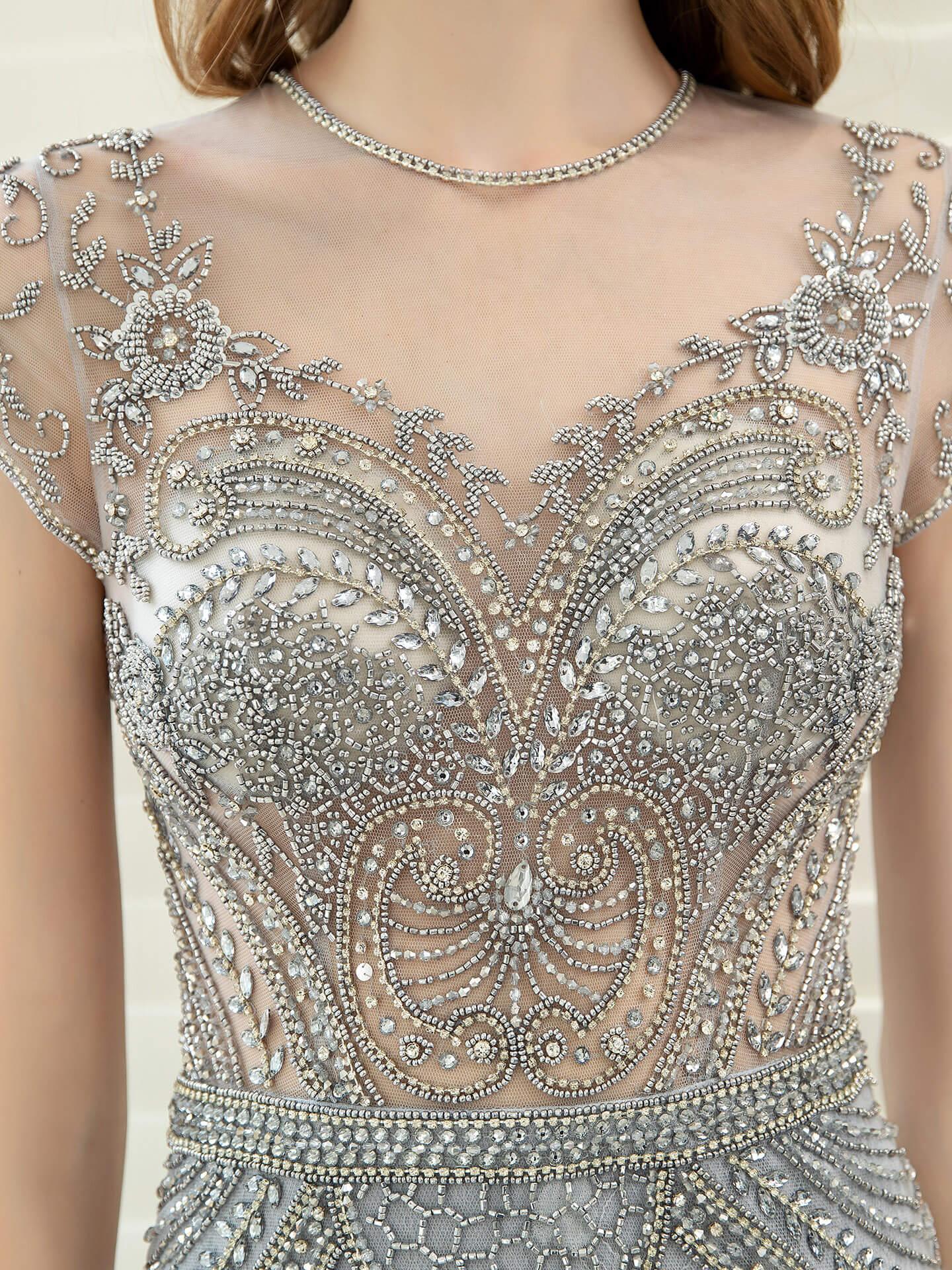 Baoleely Mermaid / Trumpet Luxurious Glittering Fairy Sexy Formal Evening Dresses Short Sleeves