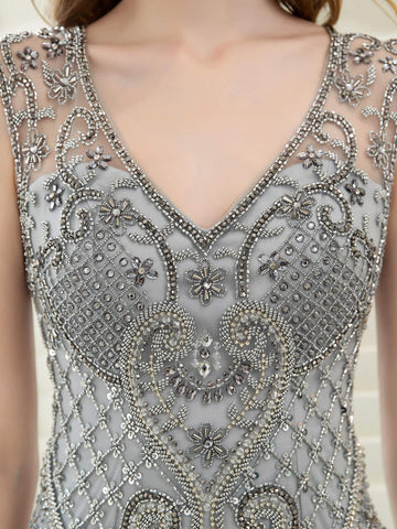 Vestidos de noche formales, sexis y lujosos de sirena/trompeta, estilo hada brillante, sin mangas, de Baoleely. 