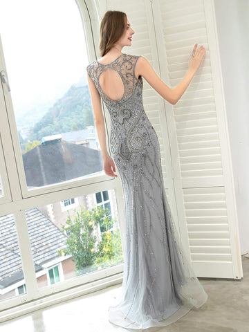 Vestidos de noche formales, sexis y lujosos de sirena/trompeta, estilo hada brillante, sin mangas, de Baoleely. 