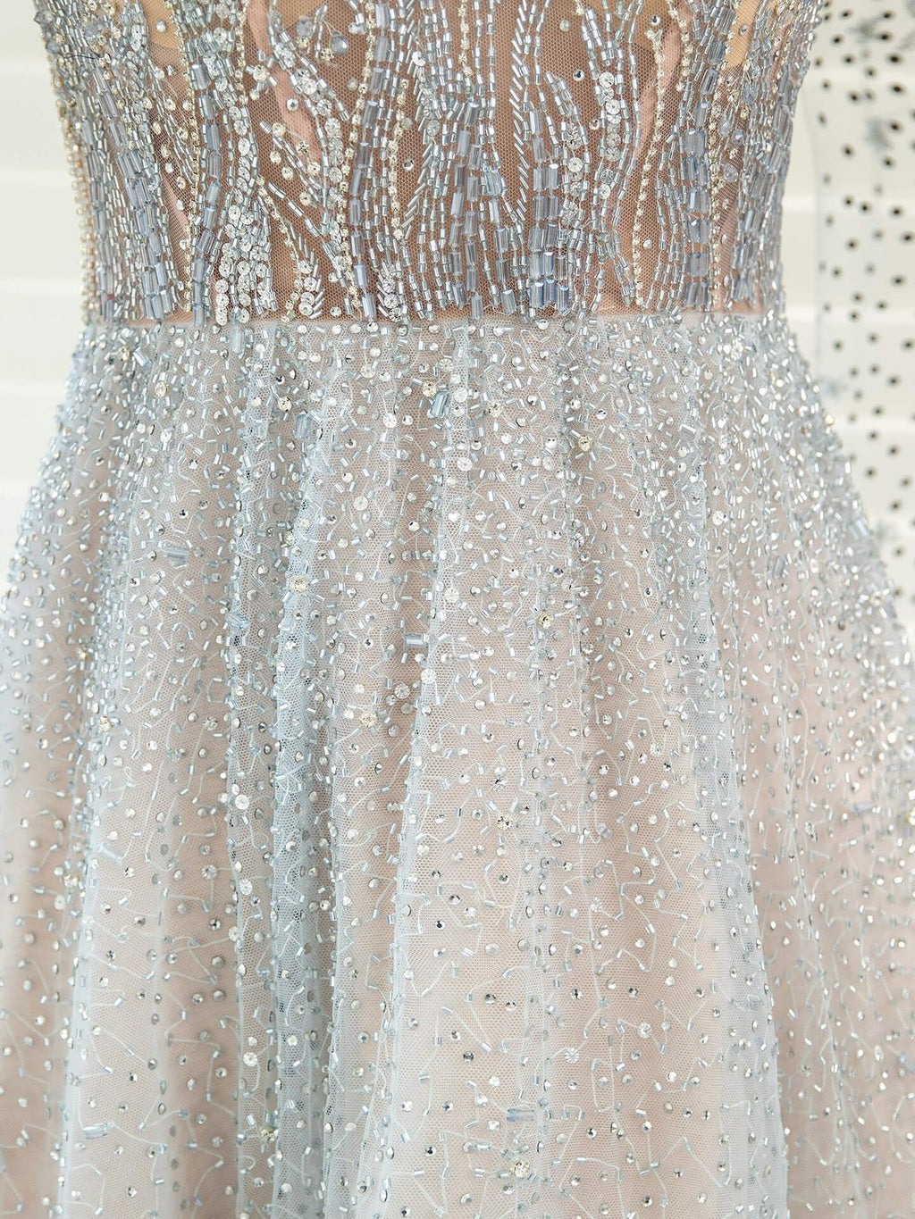 Vestido de noche formal sexy de hada brillante de lujo de línea A con manga larga hasta el suelo 