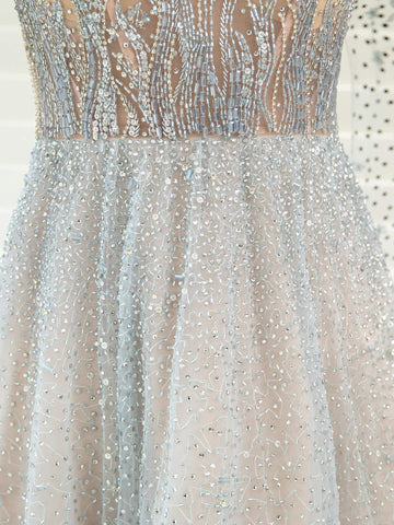 Robe de soirée trapèze luxueuse et scintillante, sexy et formelle, manches longues, longueur au sol 