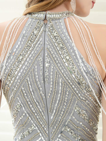 Vestido de noche formal Baoleely Sirena/Trompeta, lujoso, brillante, de hada, sexy, sin mangas, largo hasta el suelo. 