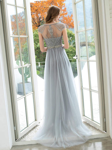 Vestido de noche formal Baoleely Sirena/Trompeta, lujoso, brillante, de hada, sexy, con mangas cortas y largo hasta el suelo. 