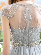 Baoleely Mermaid / Trumpet Luxurious Glittering Fairy Sexy Formal Evening Dresses Cap Sleeves Floor Length