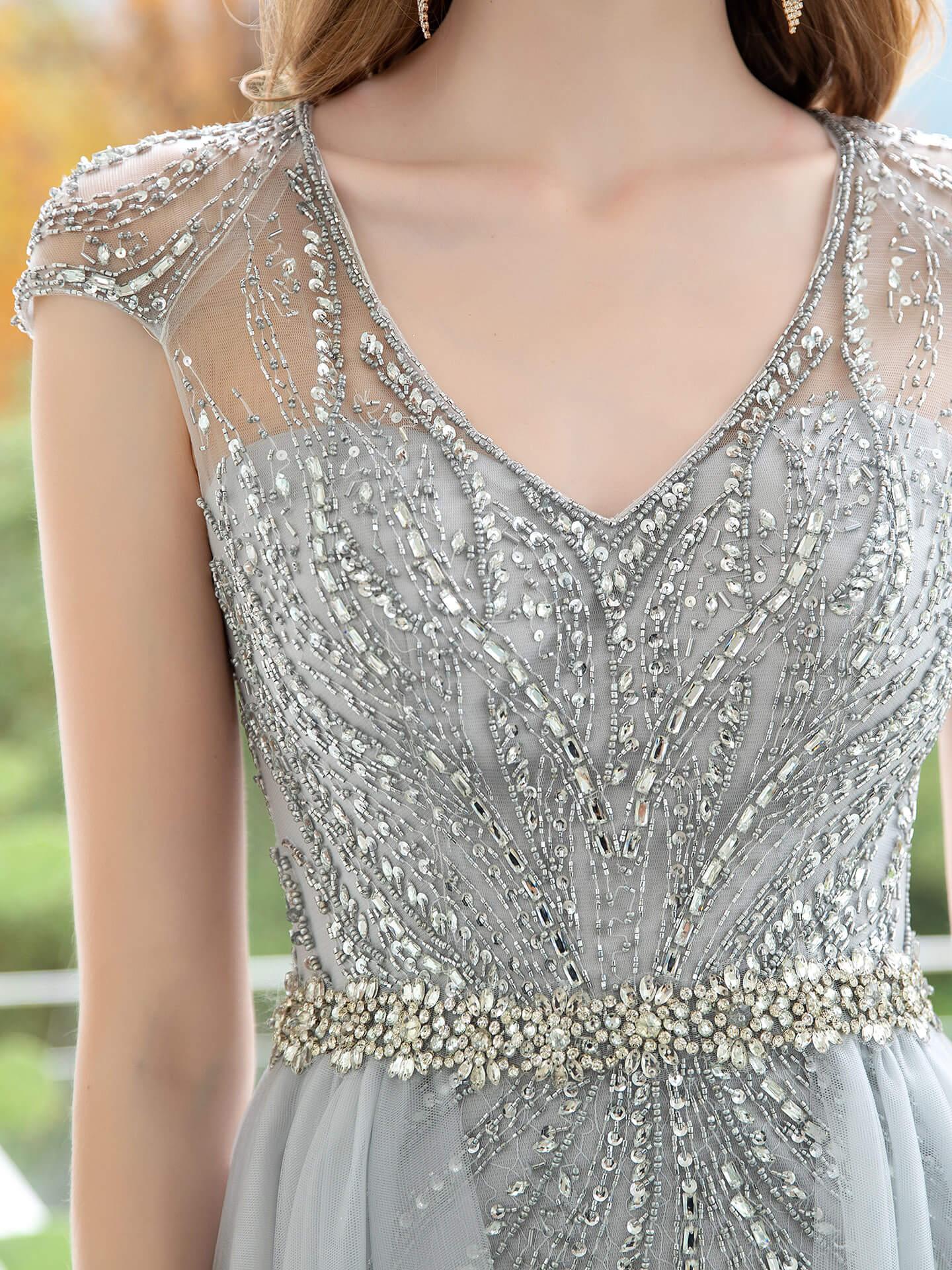 Baoleely Mermaid / Trumpet Luxurious Glittering Fairy Sexy Formal Evening Dresses Cap Sleeves Floor Length