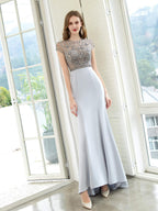 Baoleely Mermaid / Trumpet Max Chiffon Luxurious Sexy Formal Evening Dresses Cap Sleeves Floor Length