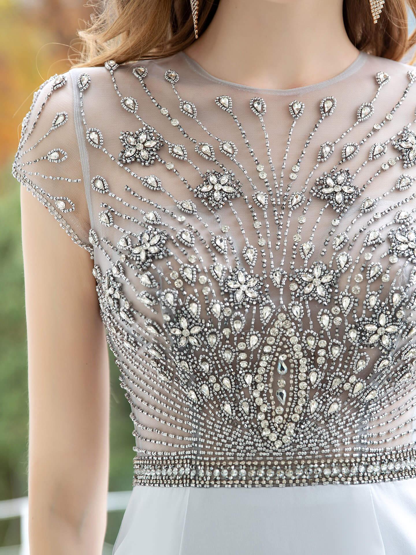Baoleely Mermaid / Trumpet Max Chiffon Luxurious Sexy Formal Evening Dresses Cap Sleeves Floor Length