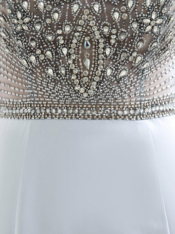 Vestido de noche formal Baoleely Sirena/Trompeta Max de gasa, lujoso, sexy, con mangas casquillo y largo hasta el suelo. 