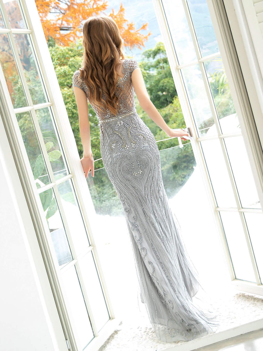 Baoleely Mermaid / Trumpet Beaded Luxurious Sexy Formal Evening Dresses Cap Sleeves Floor Length