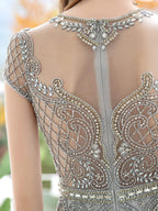 Baoleely Mermaid / Trumpet Beaded Luxurious Sexy Formal Evening Dresses Cap Sleeves Floor Length
