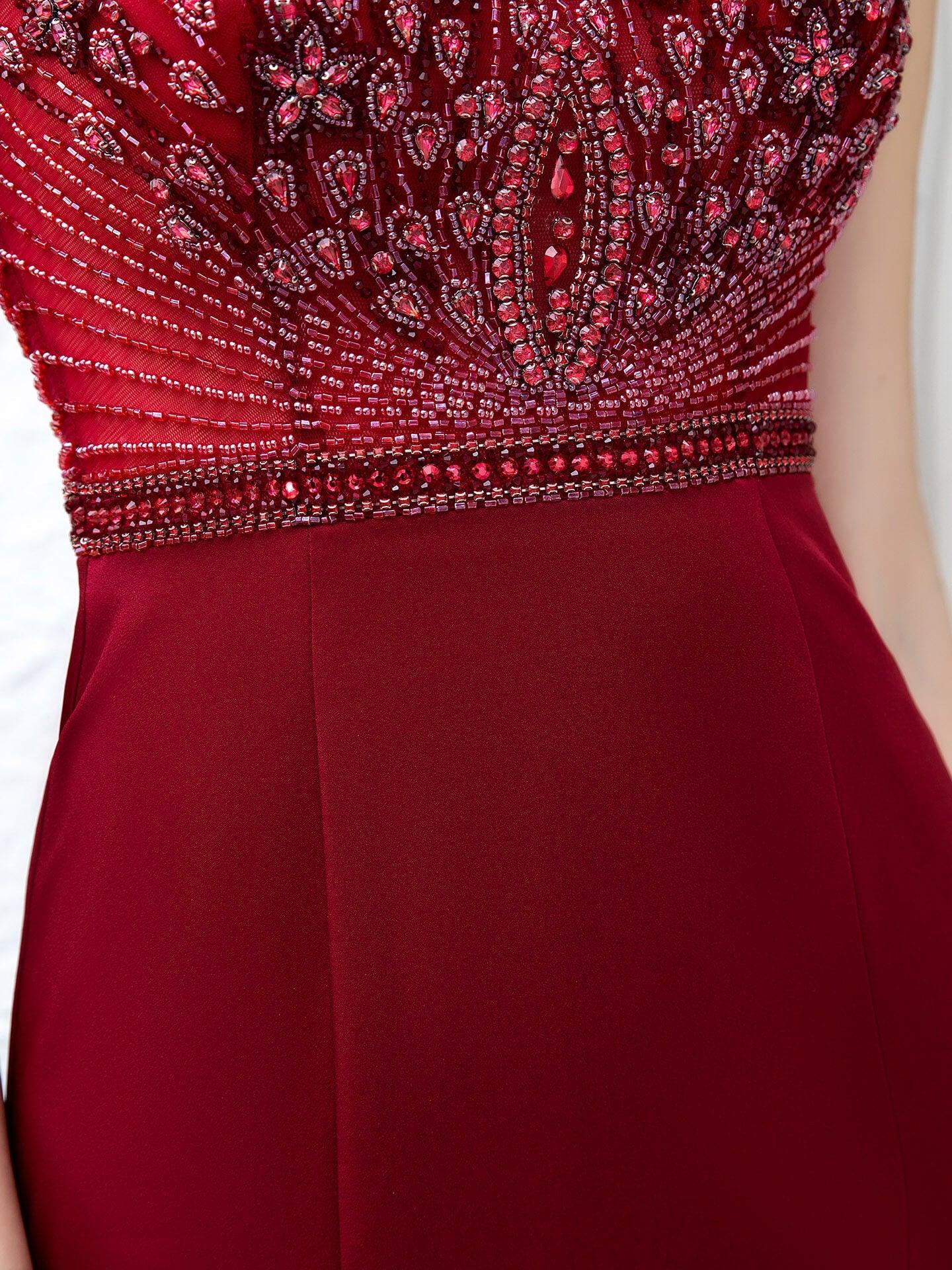 Baoleely Mermaid / Trumpet Max Chiffon Beaded Luxurious Sexy Formal Evening Dresses Cap Sleeves Floor Length