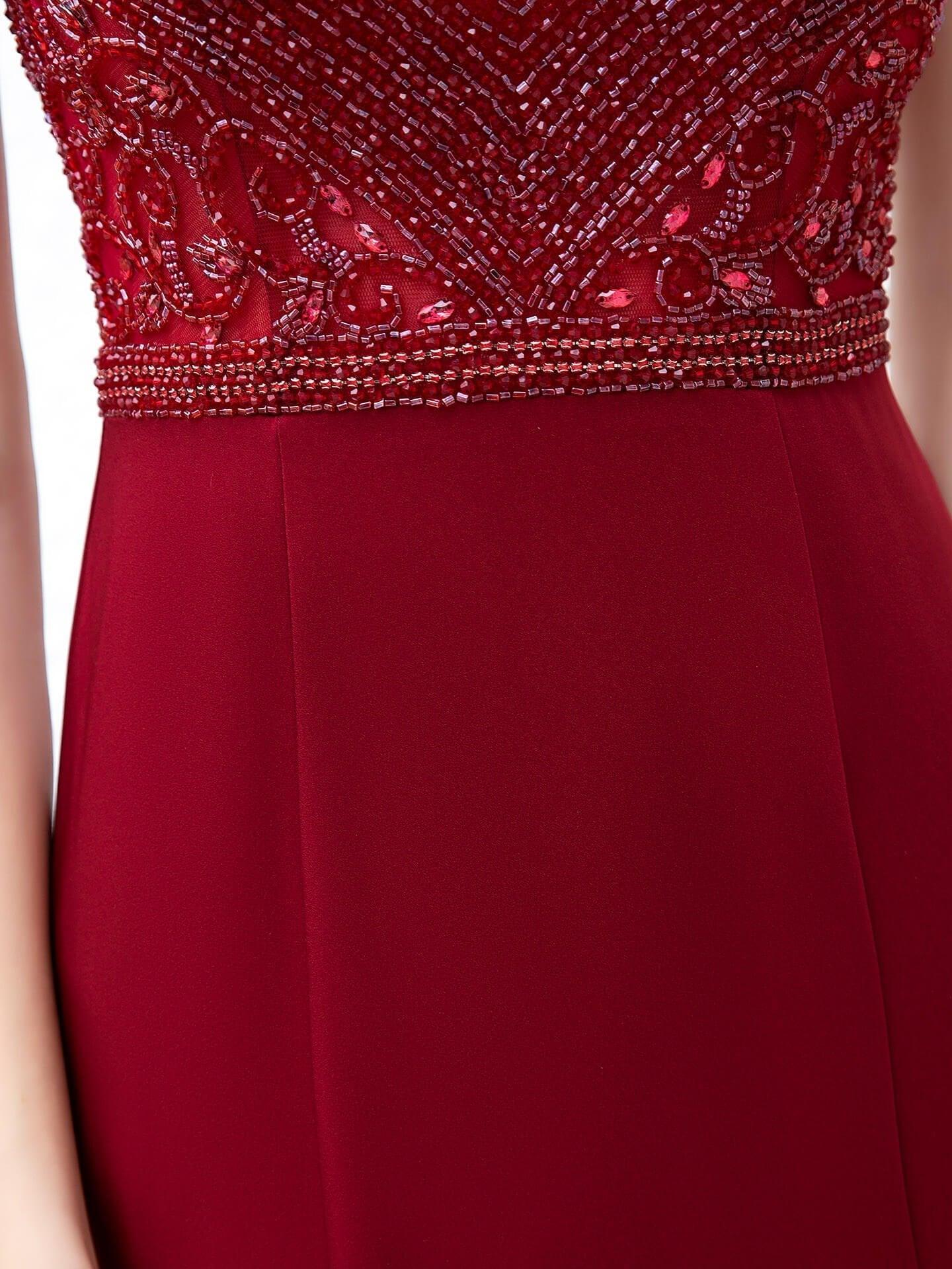 Baoleely Mermaid / Trumpet Max Chiffon Beaded Luxurious Sexy Formal Evening Dresses Cap Sleeves Floor Length Prom Dresses
