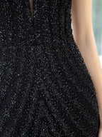 Baoleely Mermaid / Trumpet V-neck Beaded Luxurious Sexy Formal Evening Dresses Sleeveless Floor Length Prom Dresses