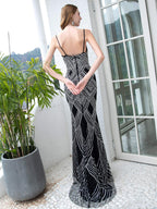 Baoleely Mermaid / Trumpet Beaded Luxurious Sexy Formal Evening Dresses Spaghetti Strap Sleeveless Floor Length Prom Dresses