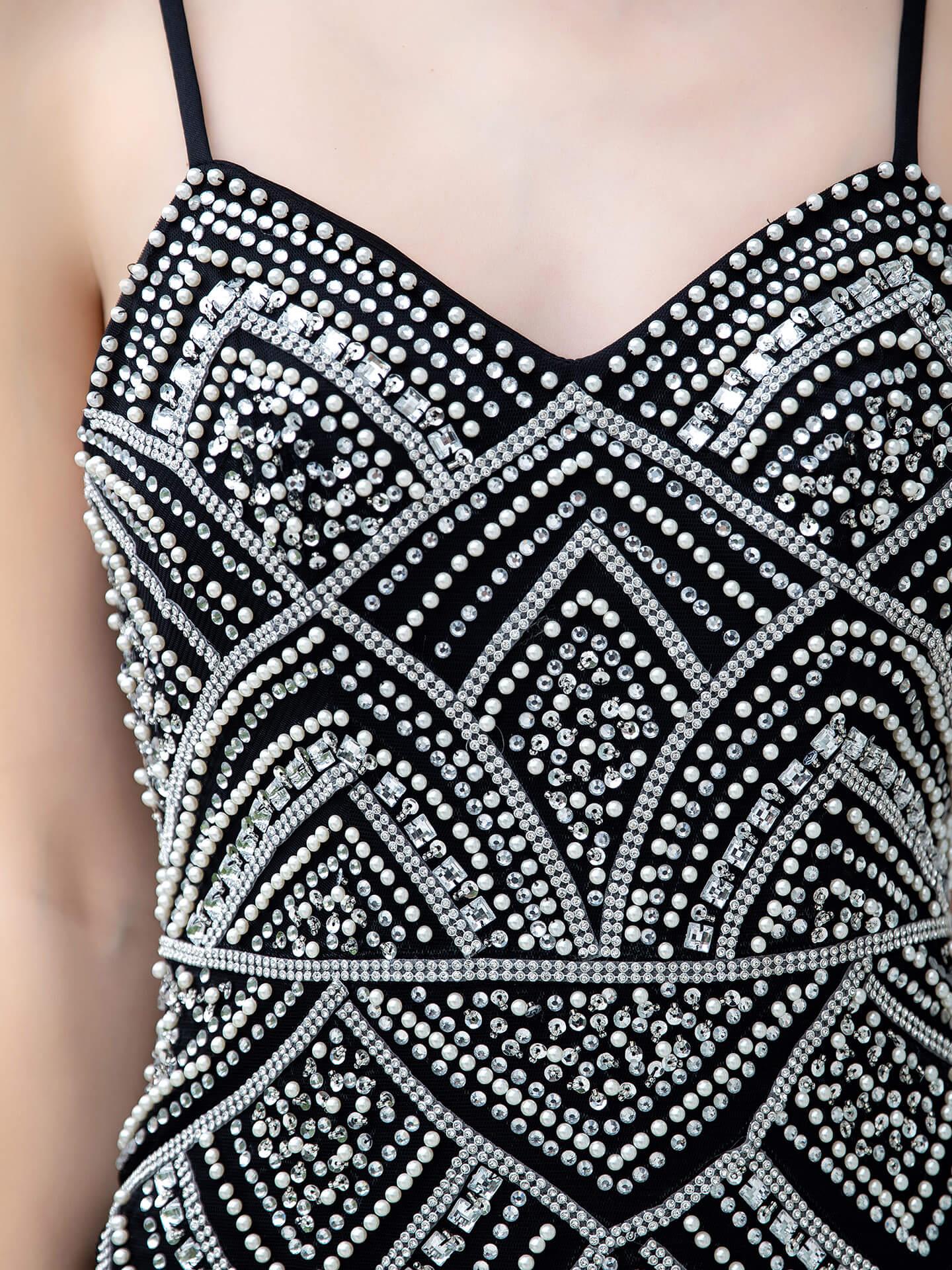 Baoleely Mermaid / Trumpet Beaded Luxurious Sexy Formal Evening Dresses Spaghetti Strap Sleeveless Floor Length Prom Dresses