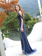 Baoleely Mermaid Trumpet Split Beaded Luxurious Sexy Formal Evening Dresses Sleeveless Floor Length Prom Dresses