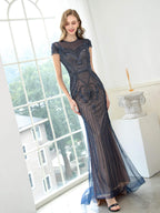 Baoleely Mermaid / Trumpet Beaded Luxurious Sexy Formal Evening Dresses Cap Sleeveless Floor Length Prom Dresses