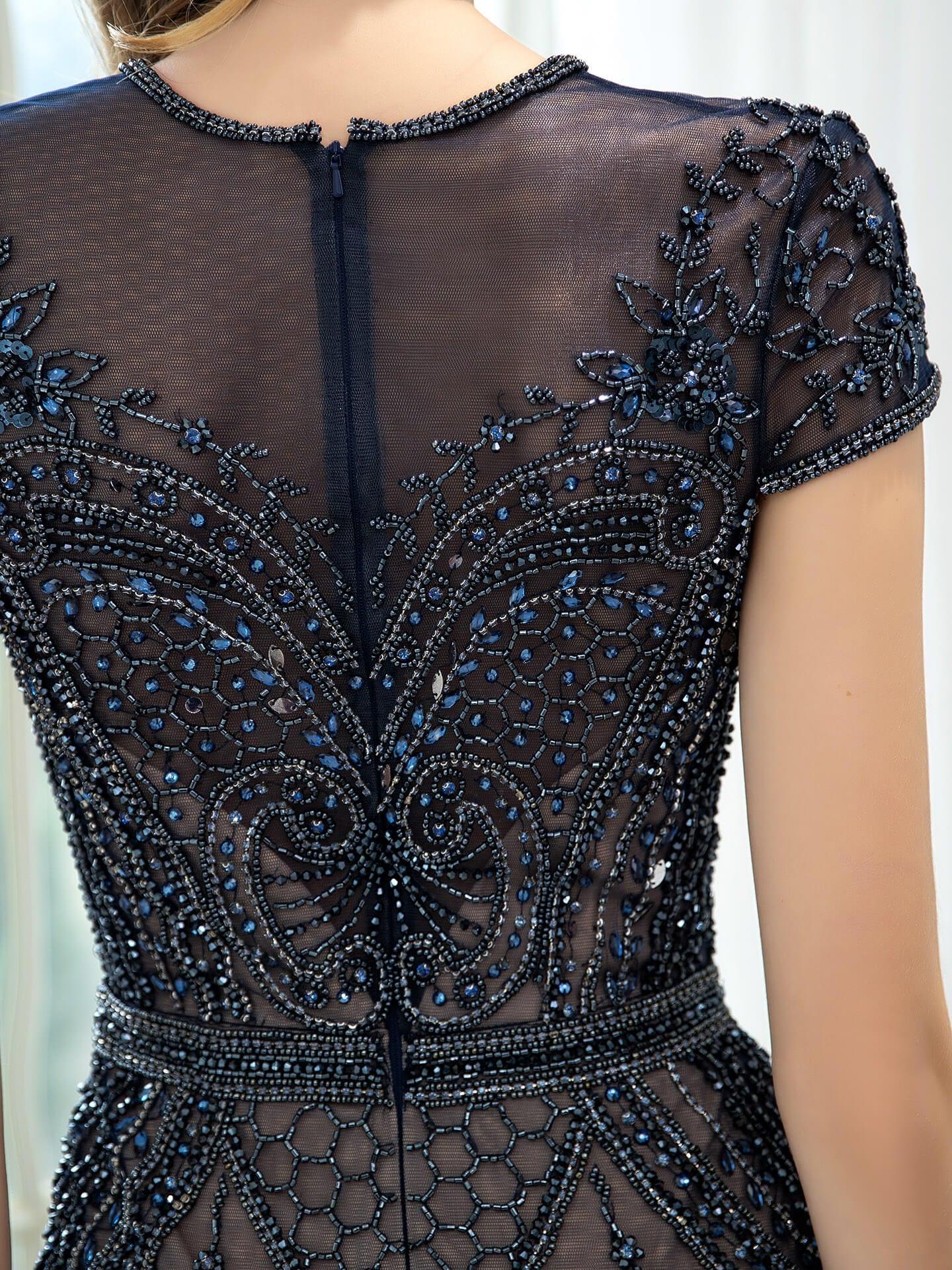 Baoleely Mermaid / Trumpet Beaded Luxurious Sexy Formal Evening Dresses Cap Sleeveless Floor Length Prom Dresses
