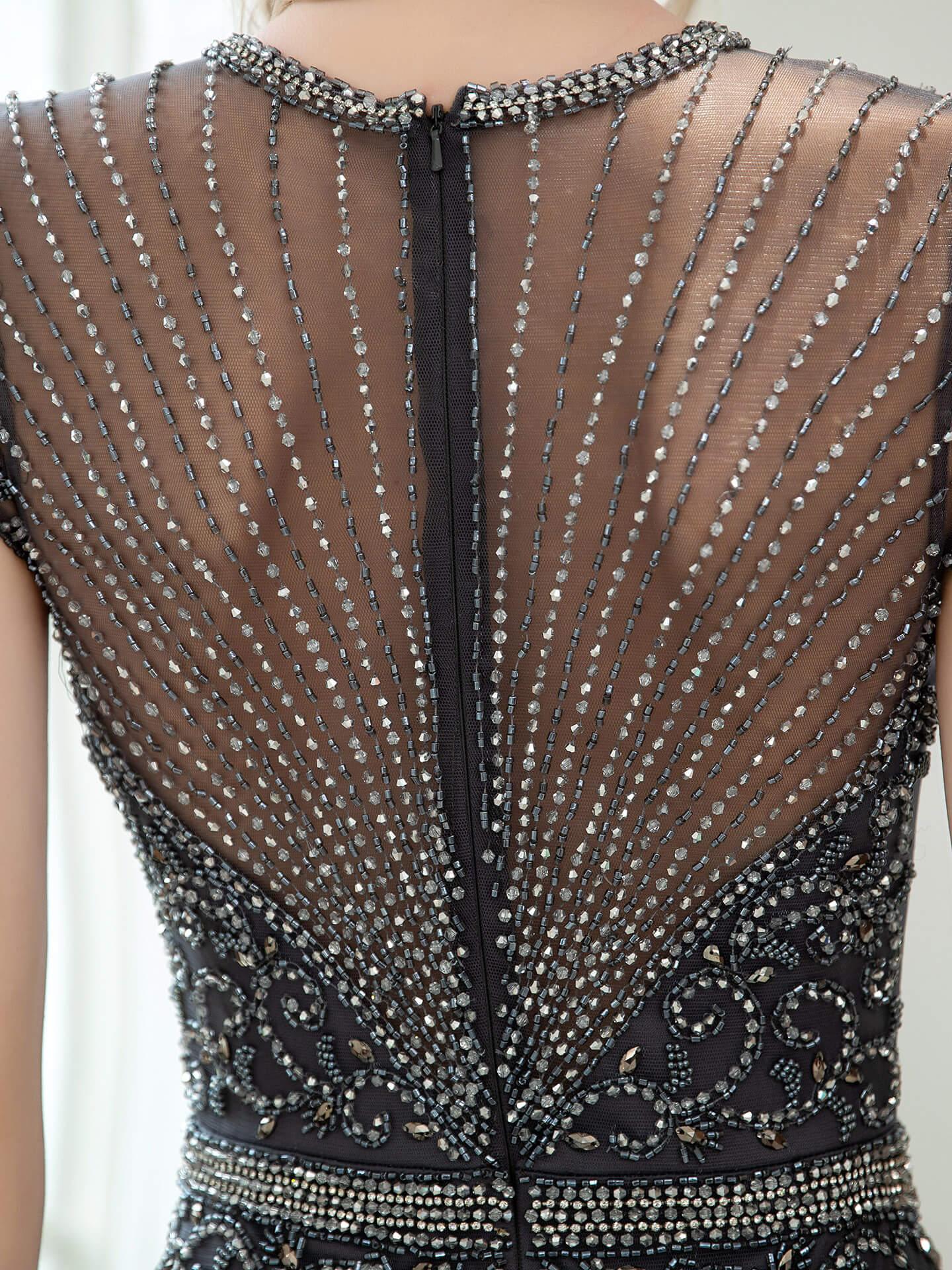 Baoleely Mermaid / Trumpet Beaded Luxurious Sexy Formal Evening Dresses Cap Sleeve Floor Length Prom Dresses