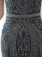 Baoleely Mermaid / Trumpet Beaded Luxurious Sexy Formal Evening Dresses Cap Sleeve Floor Length Prom Dresses