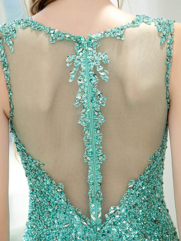 Baoleely Mermaid / Trumpet Beaded Luxurious Sexy Formal Evening Dresses Sleeveless Floor Length Prom Dresses