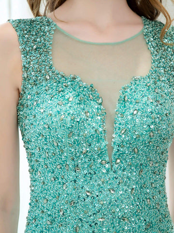 Baoleely Mermaid / Trumpet Beaded Luxurious Sexy Formal Evening Dresses Sleeveless Floor Length Prom Dresses