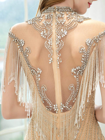 Baoleely Mermaid / Trumpet Beaded Luxurious Sexy Formal Evening Dresses Sleeveless Floor Length Prom Dresses