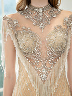 Baoleely Mermaid / Trumpet Beaded Luxurious Sexy Formal Evening Dresses Sleeveless Floor Length Prom Dresses
