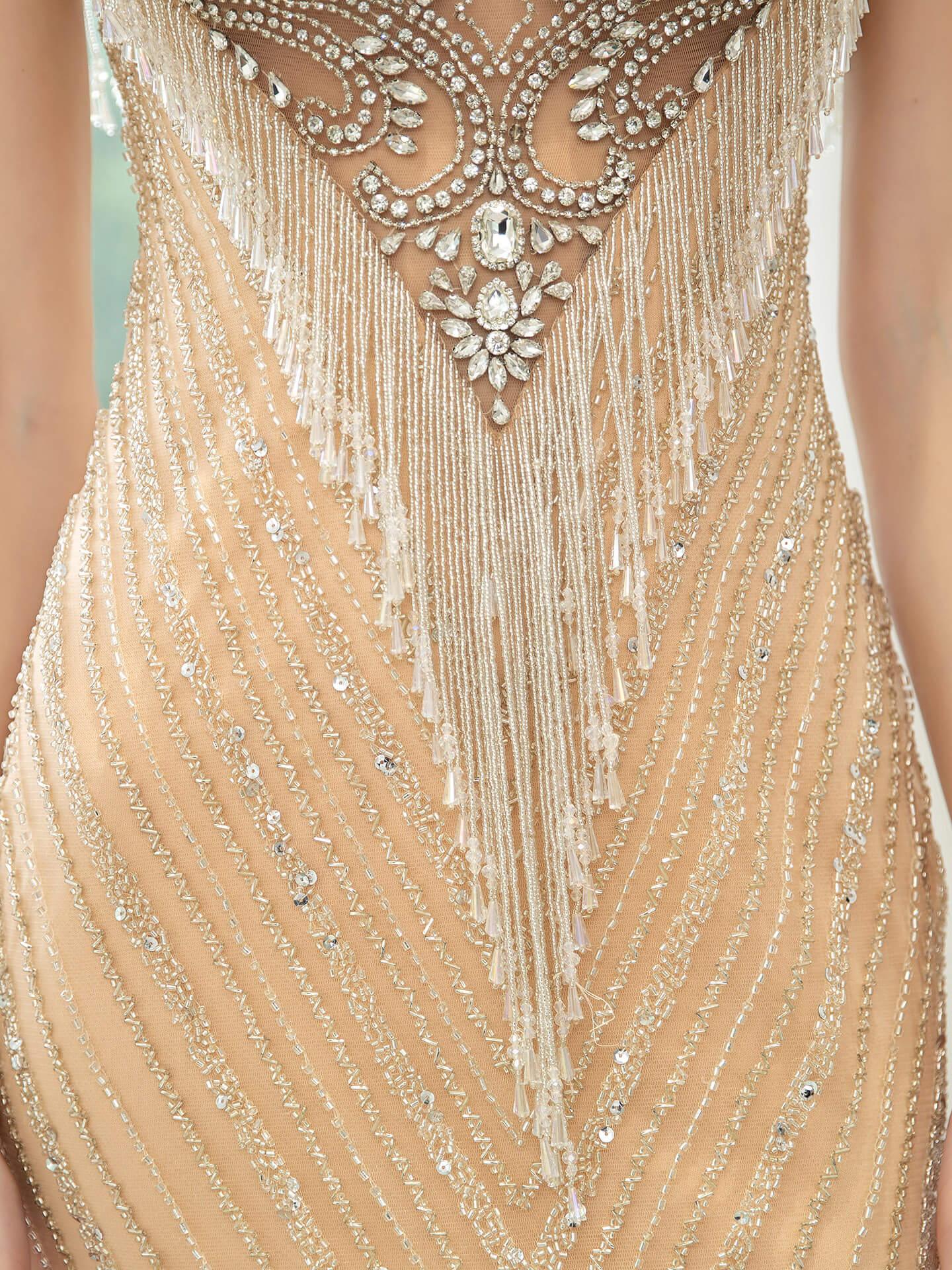 Baoleely Mermaid / Trumpet Beaded Luxurious Sexy Formal Evening Dresses Sleeveless Floor Length Prom Dresses