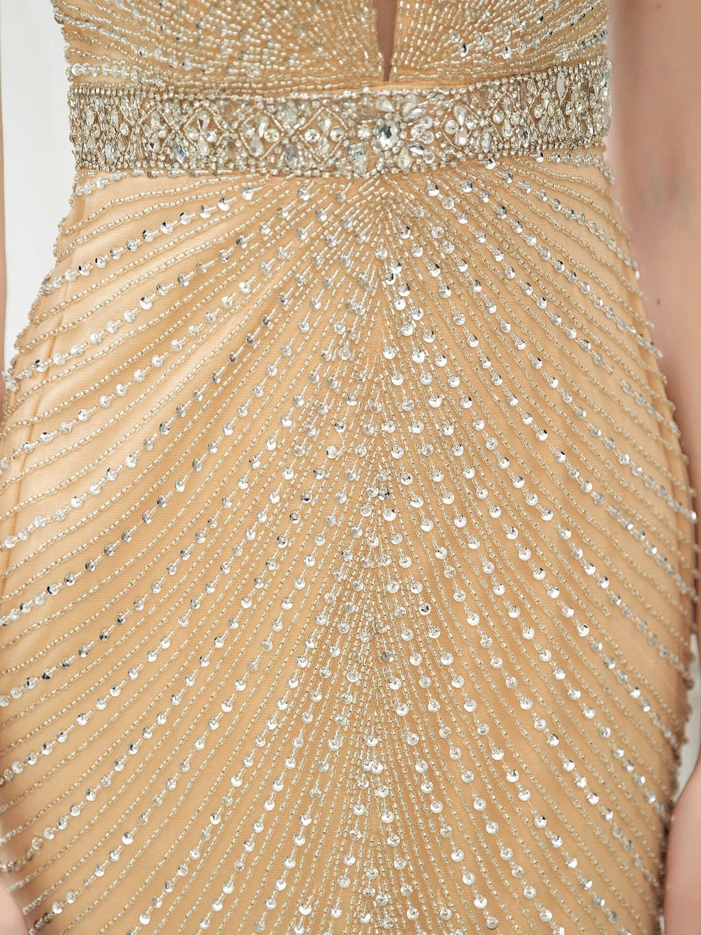 Baoleely Mermaid / Trumpet V-neck Beaded Luxurious Sexy Formal Evening Dresses Sleeveless Floor Length Prom Dresses