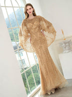 Baoleely Mermaid / Trumpet Beaded Luxurious Fashion Formal Evening Dresses Long Sleeve Floor Length Prom Dresses