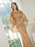 Baoleely Mermaid / Trumpet Beaded Luxurious Fashion Formal Evening Dresses Long Sleeve Floor Length Prom Dresses