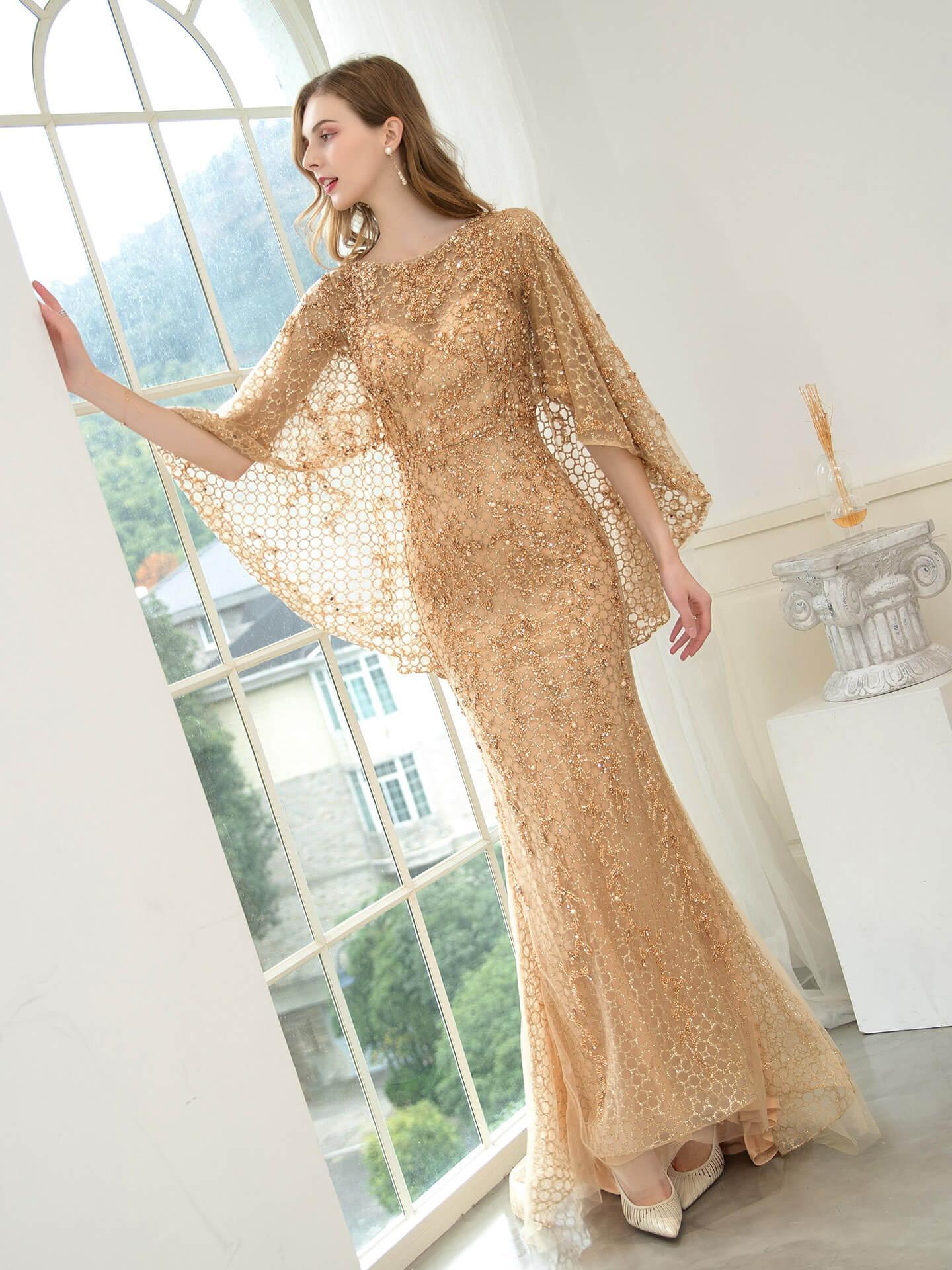 Baoleely Mermaid / Trumpet Beaded Luxurious Fashion Formal Evening Dresses Long Sleeve Floor Length Prom Dresses