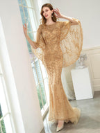 Baoleely Mermaid / Trumpet Beaded Luxurious Fashion Formal Evening Dresses Long Sleeve Floor Length Prom Dresses