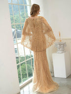 Baoleely Mermaid / Trumpet Beaded Luxurious Fashion Formal Evening Dresses Long Sleeve Floor Length Prom Dresses