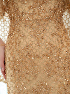 Baoleely Mermaid / Trumpet Beaded Luxurious Fashion Formal Evening Dresses Long Sleeve Floor Length Prom Dresses