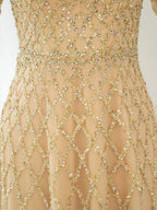 Vestidos de noche formales de lujo con cuentas y corte en A, de moda, de manga larga y hasta el suelo, para fiesta de graduación 