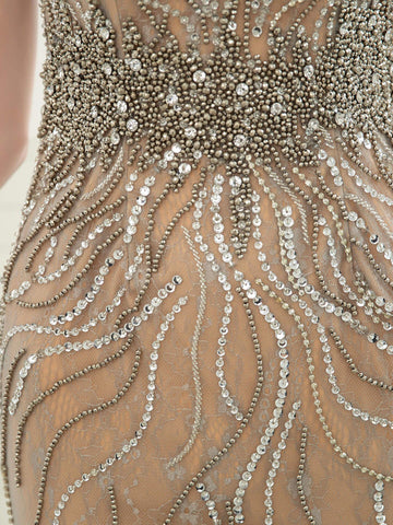 Vestidos de noche formales de lujo con escote en V, bordados y cuentas, de Baoleely. Vestidos de fiesta largos hasta el suelo, sin mangas. 