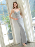 Baoleely Mermaid Beaded Luxurious Fashion Formal Evening Dresses Spaghetti Strap Sleeveless Floor Length