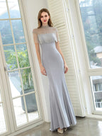 Baoleely Mermaid Beaded Luxurious Fashion Formal Evening Dresses Short Sleeves Floor Length