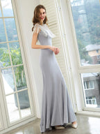 Baoleely Mermaid Beaded Luxurious Fashion Formal Evening Dresses Short Sleeves Floor Length