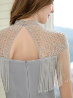 Baoleely Mermaid Beaded Luxurious Fashion Formal Evening Dresses Short Sleeves Floor Length