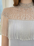 Baoleely Mermaid Beaded Luxurious Fashion Formal Evening Dresses Short Sleeves Floor Length